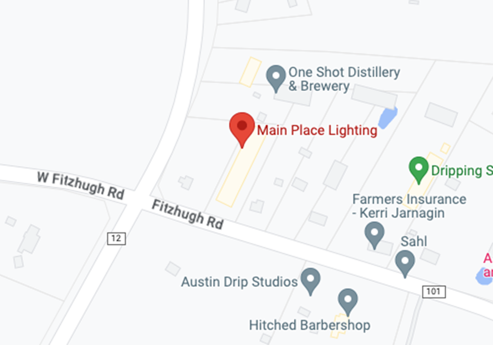 Map of: Main Place Lighting. Location: Mailing Address: 100 Commons Rd. #7-709 Dripping Springs,TX 78620.